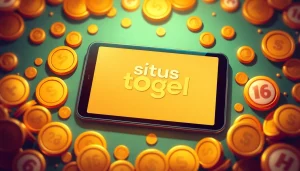 Experience a thrilling situs togel gaming session on a sleek device displaying vibrant lottery options.