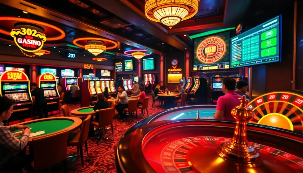 Bong da lu fun captures the thrill of online poker nights as players strategize their bets, surrounded by vibrant casino elements.