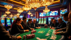 Players engage in a thrilling poker game at a dazzling casino, exploring cutting-edge strategies with c.ai no filter.