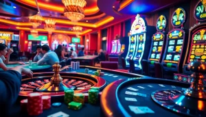 Explore the vibrant TRANG CHỦ 32WIN casino scene filled with players enjoying poker, roulette, and slot machines.