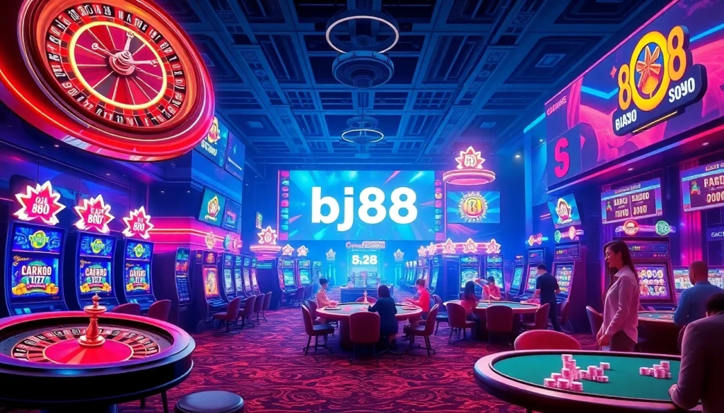Experience the thrill of online gambling with BJ88 đăng nhập on vibrant poker tables and roulette wheels.