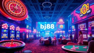 Experience the thrill of online gambling with BJ88 đăng nhập on vibrant poker tables and roulette wheels.