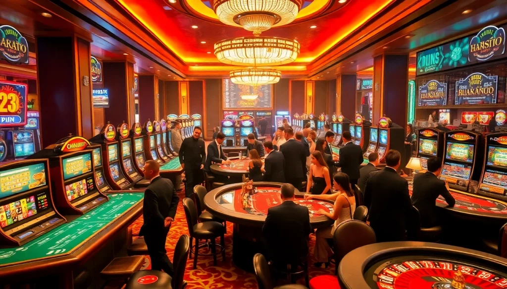 Dynamic gaming action at Nhà cái 123B casino featuring thrilling roulette and blackjack tables.