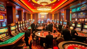 Dynamic gaming action at Nhà cái 123B casino featuring thrilling roulette and blackjack tables.