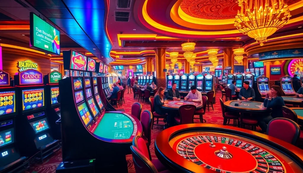 Exciting casino scene at Nhà cái 123B with vibrant players and games.