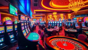 Exciting casino scene at Nhà cái 123B with vibrant players and games.