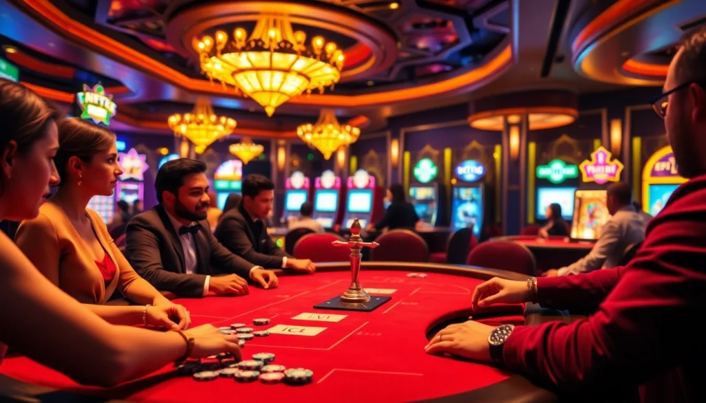 Experience the thrill of the casino at https://68gamebai.download/, where players strategize at poker tables with vibrant poker chips.