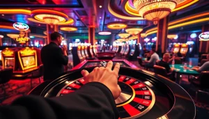 Player winning at a roulette table in a lively casino named '123 B', showcasing vibrant chips and colorful atmosphere.
