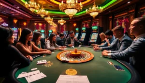 Experience thrilling high-stakes poker action at https://thabetcom.dev/ featuring vibrant chips and engaging players.