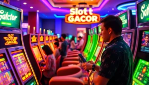 Players experiencing the thrill of winning at Slot Gacor machines in a vibrant online casino.
