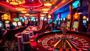 78 win at a bustling casino with players surrounding roulette tables, eager for their luck to turn.