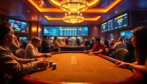 Experience the excitement of high-stakes poker with "ai sex chat free" digitally highlighted in a vibrant casino scene.