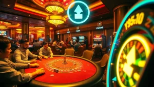 Experience the thrill of Y999 Game Download at a lively casino with poker and roulette action.